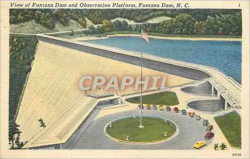 Moderne Karte View of Fontana Dam and Observation Platform Fontana Dam N C