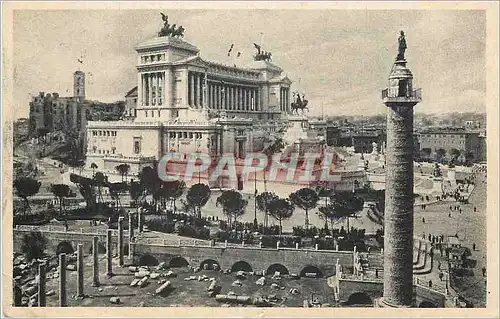 Cartes postales Roma Le monument a Victor Emanuel Il et Forum Trajan