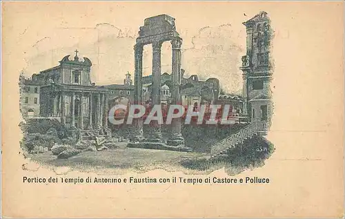 Cartes postales Portico del Tempio di Antonino e Faustina con il Tempio di Castore e Polluce