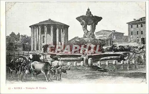 Ansichtskarte AK Roma Tempio di Vesta Attelage de b�ufs