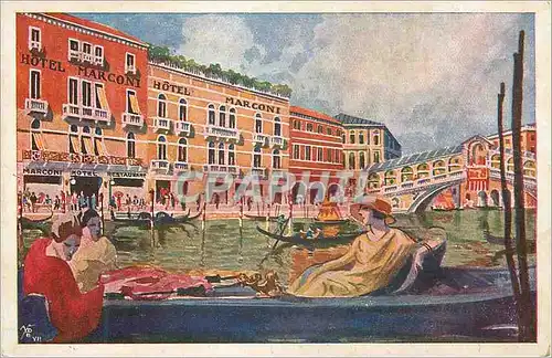 Cartes postales Venezia Canal Grande Ponte di Rialto Femme