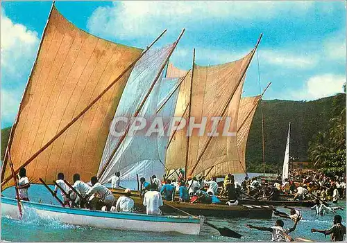 Moderne Karte Martinique Cours de yoles au Marin depart d'une course a la misaine