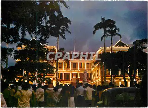 Moderne Karte Ile Maurice Palais du Governement Vue de nuit