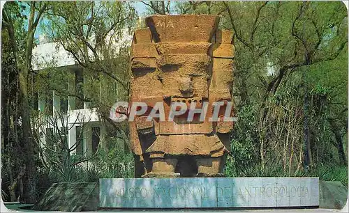 Moderne Karte Authentic pre-hispanic figure of  Tlaloc the Rain God  outside The Museum Antropology MEXIC