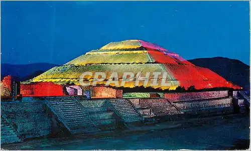 Moderne Karte PYRAMIDES OF TEOTIHUACAN AT NIGHT MEXICO