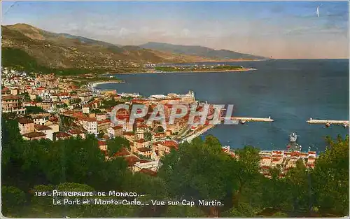 Cartes postales Principaute de Monaco Le Port et Monte-Carlo Vue sur Cap Martin