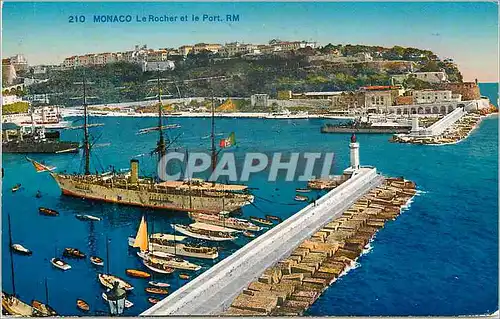 Ansichtskarte AK MONACO Le Rocher et Ie Port Bateaux