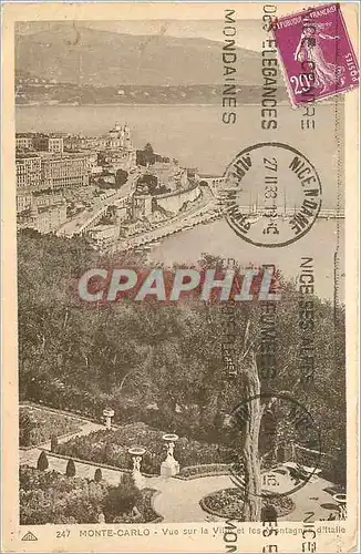 Cartes postales MONTE-CARLO - Vue sur la ville et les montagnes d italie