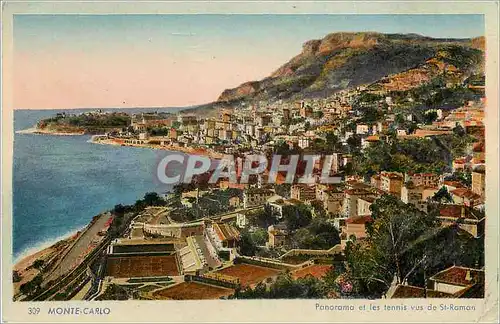 Ansichtskarte AK Monte-carlo Panorama et les tennis vus do St-Roman