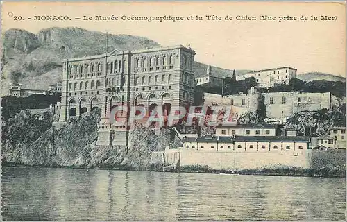 Cartes postales MONACO. Ie Musee Oceanographique et la Tete de Chien Vue prise de la Mer
