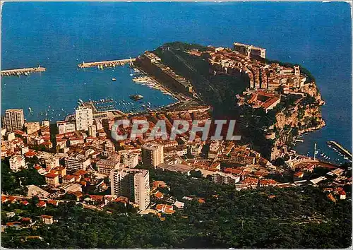 Moderne Karte LA PRINCIPAUT� DE MONACO Vue panoramique sur le Port et le Rocher de MONACO.