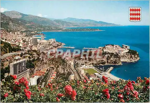 Cartes postales moderne LA PRINCIPAUT� DE MONACO Vue g�n�rale de Monaco et Monte Carlo au fond le Cap Martin et I italie