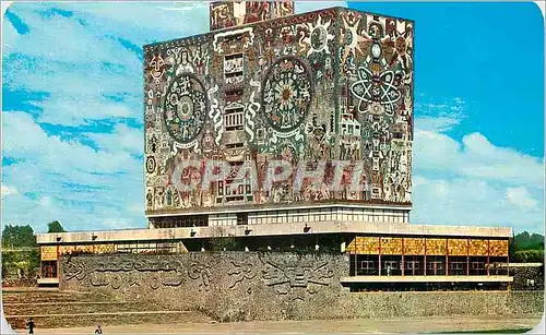 Moderne Karte The south and east walls of the Central Library with a mural in natural color stone by Juan O'Go