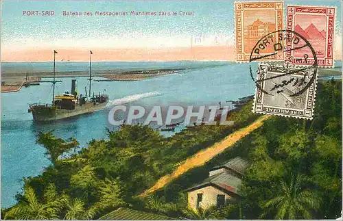 Cartes postales Port Said Bateau des Mesageries Maritimes dans le Canal Bateau
