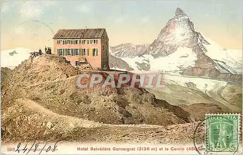 Cartes postales Hotel Belvedere Gornergrat et le Cervin
