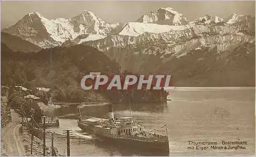Cartes postales Thunersee Bearenbucht mit Eiger Monch Jungfrau Bateau