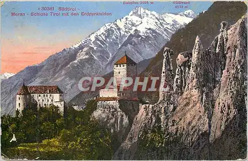 Cartes postales Sudtirol Meran Schloss Tirol mit den Erdpyramiden