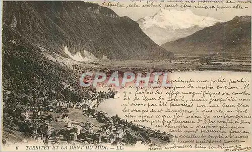 Cartes postales Territet et la Dent du Midi Cachet Internement des prisonniers Corseaux Suisse