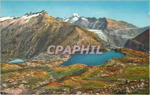 Cartes postales Grimselpasshohe Totensee gegen Rhonegletscher und Furkastrasse
