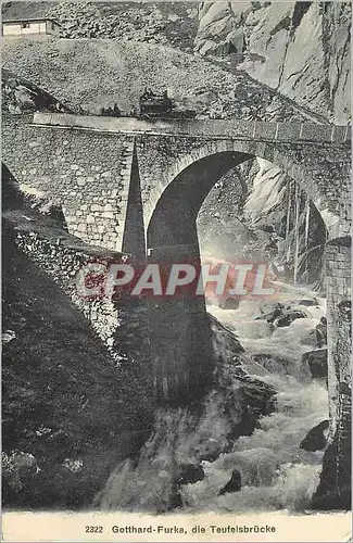 Ansichtskarte AK Gotthard Furka die Teufelsbrucke Diligence