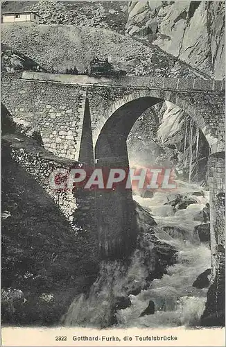 Ansichtskarte AK Gotthard Furka die Teufelsbrucke Diligence