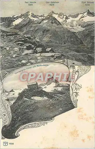 Cartes postales Dent Blanche Zinal Rothorn Gornergrat Hotel mit Matterhorn