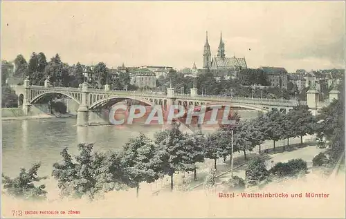 Cartes postales Basel Wettsteinbrucke und Munster