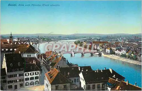 Cartes postales Basel Blick vom Munster Rhein abwarts