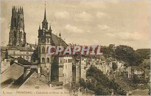 Cartes postales Fribourg Cathedrale et Hotel de ville