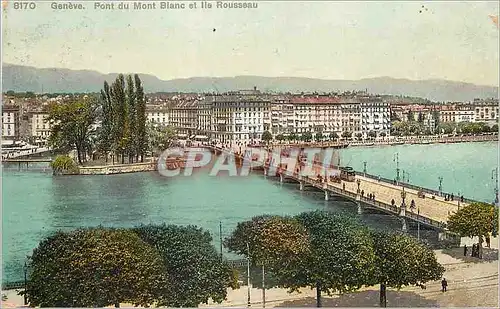 Ansichtskarte AK Geneve Pont du Mont Blanc et Ile Rousseau