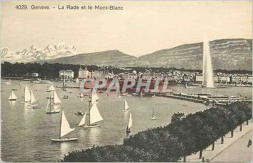 Cartes postales Geneve La Rade et le Mont Blanc Bateaux