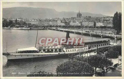 Ansichtskarte AK Geneve Debarcadere du Quai du Mont Blanc et Bateau Salon La Suisse