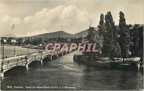 Ansichtskarte AK Geneve Pont du Mont Blanc et Ile JJ Rousseau