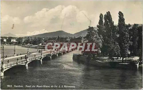 Cartes postales Geneve Pont du Mont Blanc et Ile JJ Rousseau