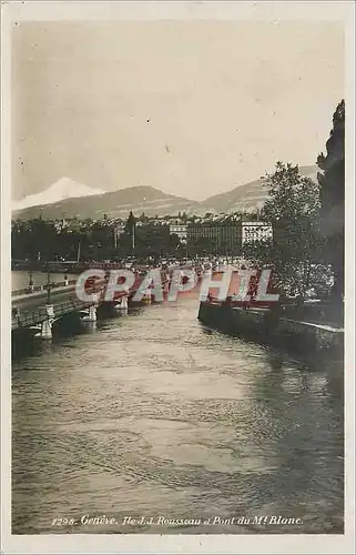Cartes postales Geneve Ile de JJ Rousseau et Pont du Mt Blanc