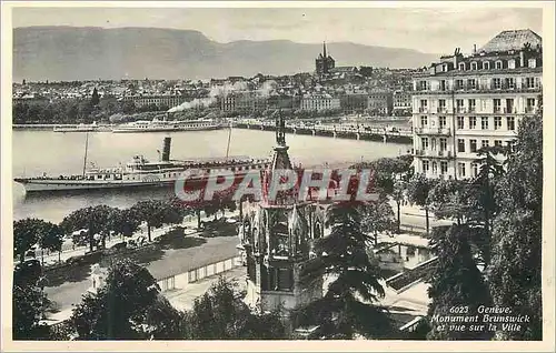 Cartes postales Geneve Monument Brunswick et vue sur la Ville Bateau