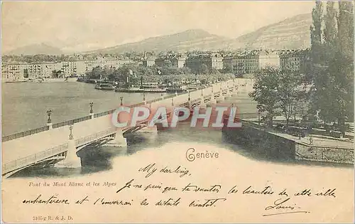 Cartes postales Geneve Pont du Mont Blanc et les Alpes