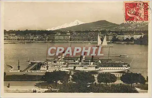 Cartes postales Geneve Rade et Mont Blanc Bateaux