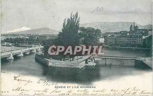 Cartes postales Geneve et Ile Rousseau