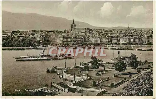 Cartes postales Geneve Rade et Pont du Mont Blanc Bateau