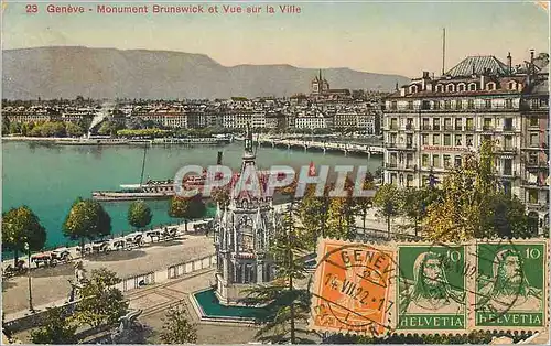 Cartes postales Geneve Monument Brunswick et vue sur la ville Bateau