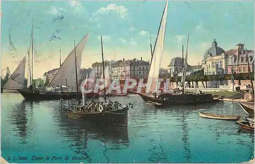 Ansichtskarte AK Dans le port de Geneve Bateaux