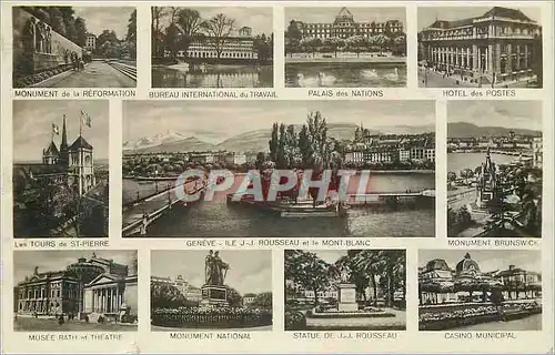 Cartes postales Geneve Ile JJ Rousseau et le Mont Blanc