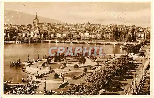 Cartes postales Geneve Quai du Mont Blanc et vue sur la ville