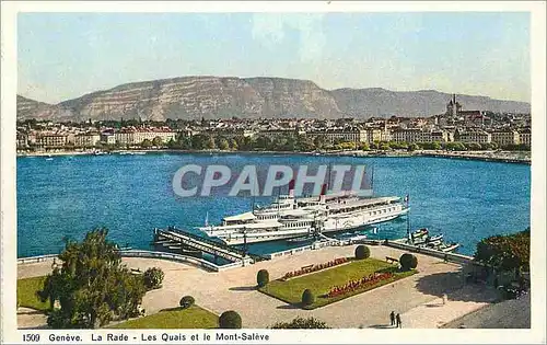 Cartes postales Geneve La Rade Les Quais et le Mont Saleve Bateau
