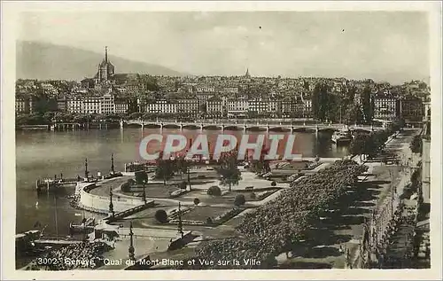 Cartes postales Geneve Quai du Mont Blanc et vue sur la ville