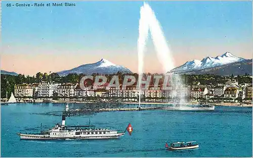 Cartes postales Geneve Rade et Mont Blanc Bateau