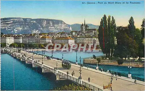 Ansichtskarte AK Geneve Pont du Mont Blanc et Ile Rousseau