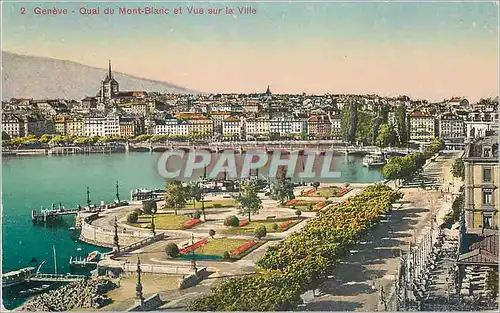 Cartes postales Geneve Quai du Mont Blanc et vue sur la ville