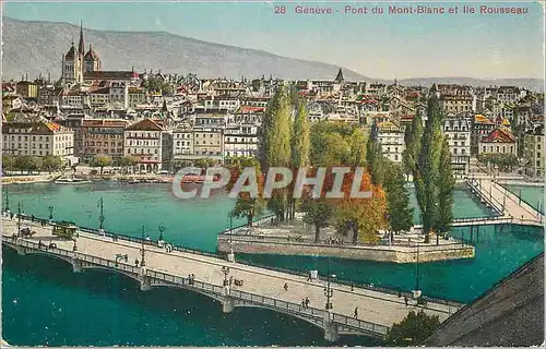 Cartes postales Geneve Pont du Mont Blanc et Ile Rousseau